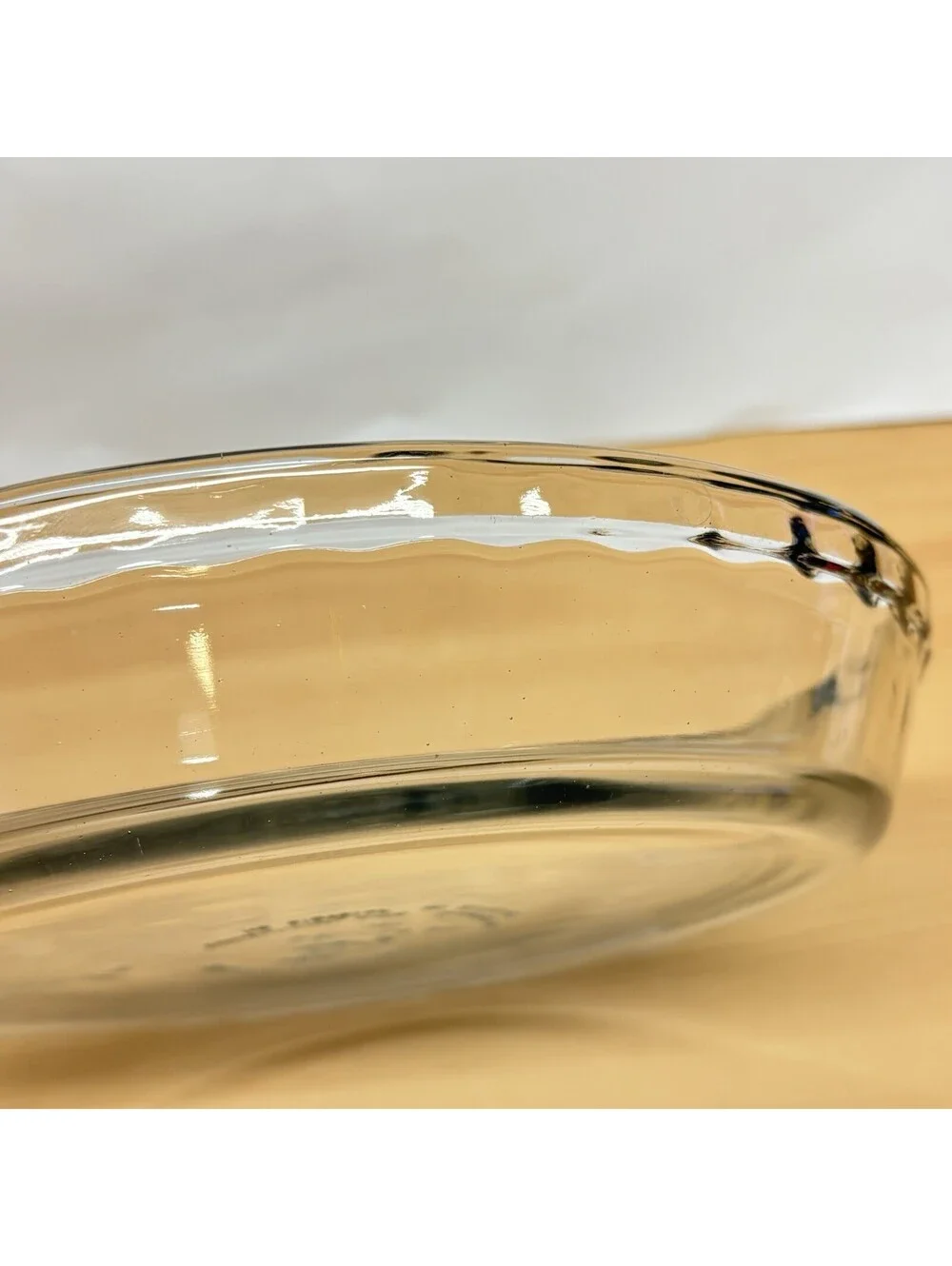 Vintage Anchor Hocking 9.5” Clear Glass Pie Plate 24cm Scalloped USA